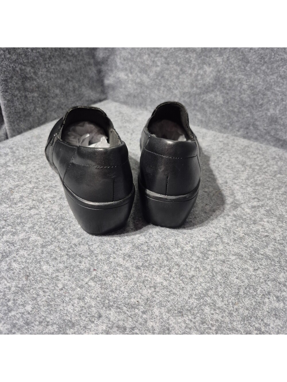 Clarks Collection- Black Leather Slip On - Comfort Shoes - Womens Sz 8M - Picture 9 of 11
